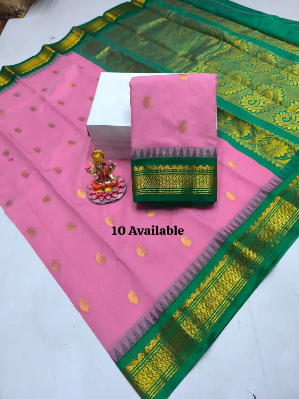 Traditional Black Silk Cotton Saree with Green Rich Pallu